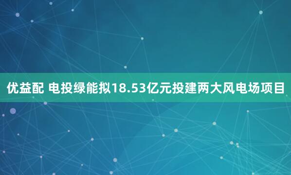 优益配 电投绿能拟18.53亿元投建两大风电场项目