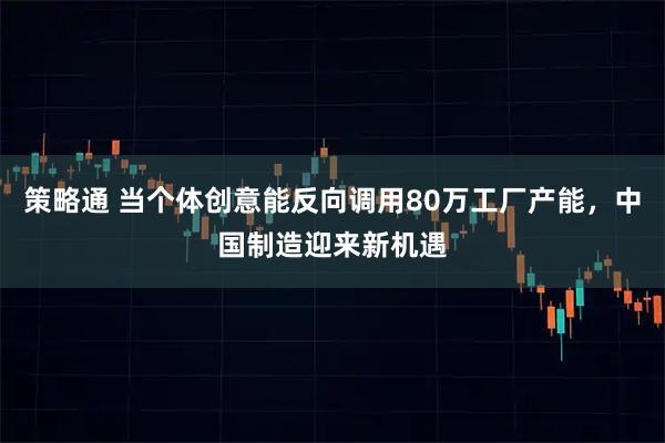 策略通 当个体创意能反向调用80万工厂产能,中国制造迎来新机遇